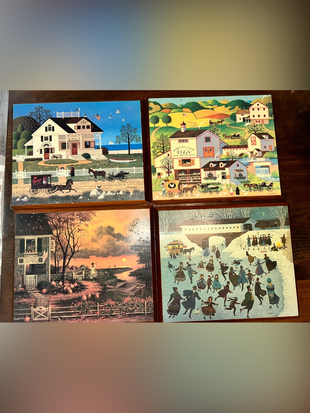 Vintage Charles Wysocki Wood Plaques Lot Of 4*READ*